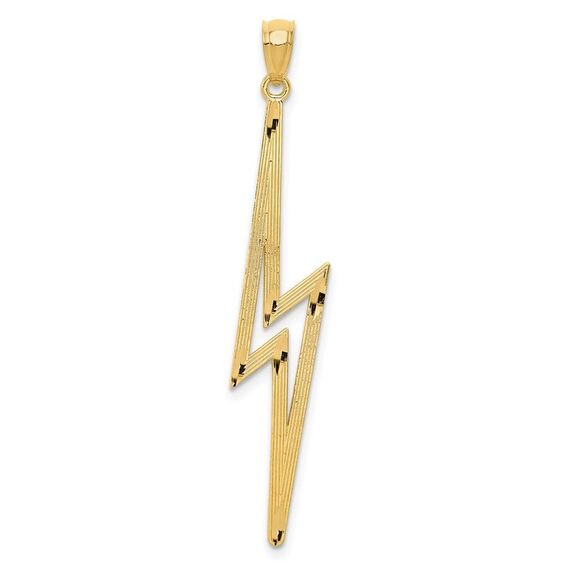 14k Yellow Gold Textured Lightning Bolt Pendant
